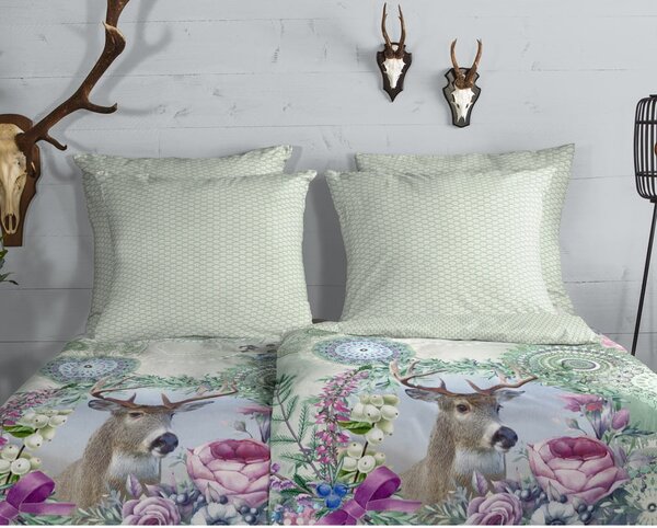 Biancheria da letto verde in flanella per letto singolo 140x200 cm Romini – HIP