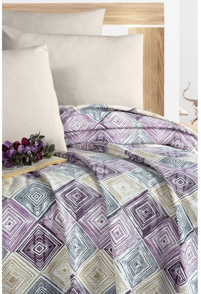 Copriletto in cotone viola e crema 200x230 cm Pique - Mila Home