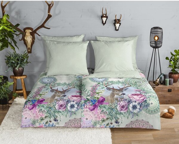 Biancheria da letto verde in flanella per letto singolo 140x200 cm Romini – HIP