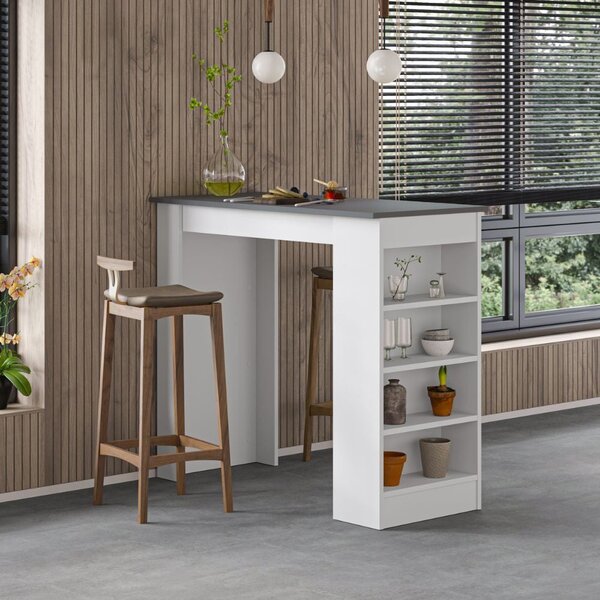Tavolo da Pranzo Penisola 117x54x101,8 cm in MDF Swallow Bianco e Antracite
