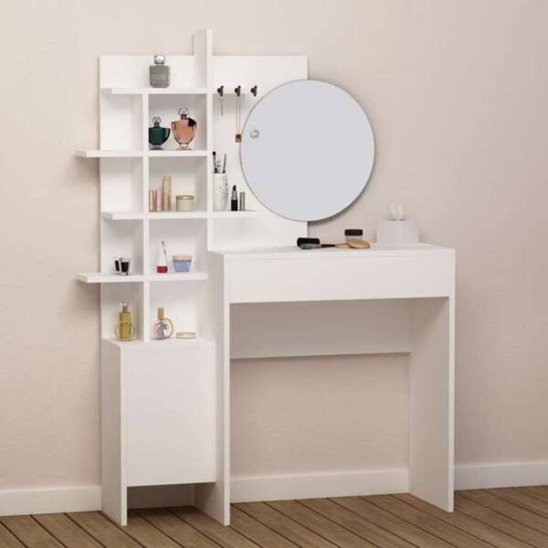 Mobile da Bagno con Specchio 105x35x151 cm in MDF Mup Bianco