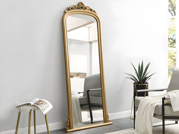 Grande specchio in legno di paulownia con modanature - H.180 cm - Oro - MERRY