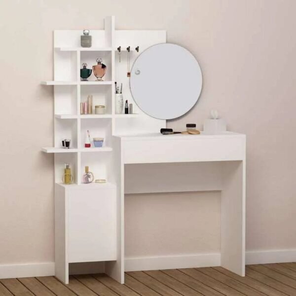 Mobile da Bagno con Specchio 105x35x151 cm in MDF Mup Bianco