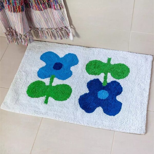 Tappetino per il bagno bianco/blu 50x80 cm Blue Flowers – Rex London