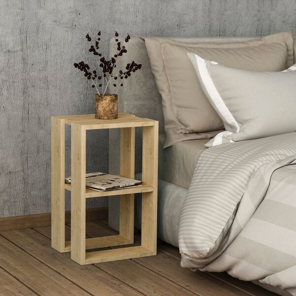 Comodino 1 Ripiano 55x30x34 cm in MDF Lonie Rovere