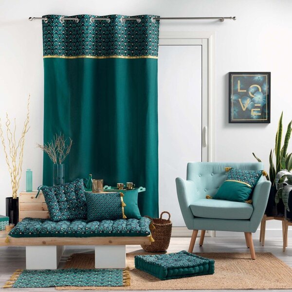 Tenda color petrolio in cotone 140x240 cm Artchic – douceur d'intérieur