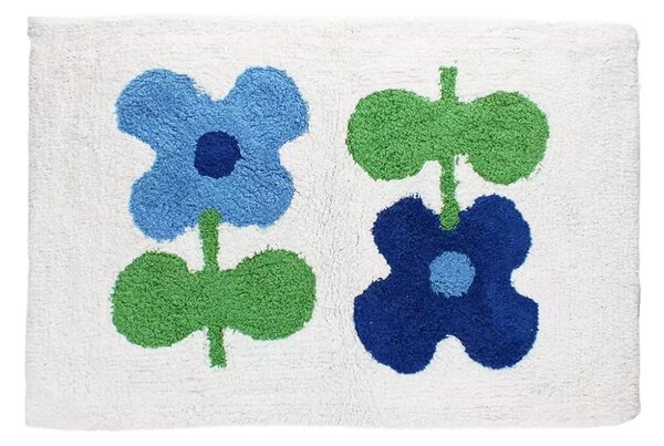 Tappetino per il bagno bianco/blu 50x80 cm Blue Flowers – Rex London