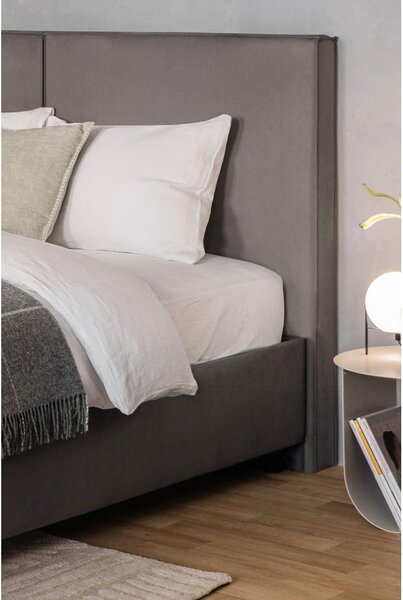 Letto matrimoniale imbottito grigio con contenitore con rete inclusa 160x200 cm Myra Bold – Bonami Selection