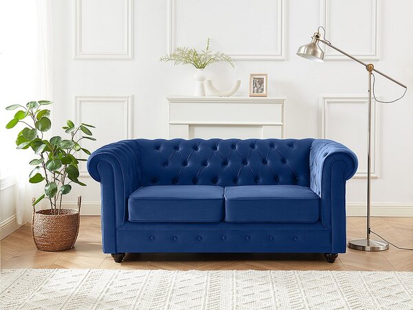 Divano 2 posti Velluto Blu reale - CHESTERFIELD