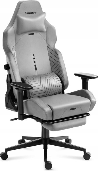 Huzaro Force 8.1 Gaming Chair Grey - Sedia ergonomica girevole con sistema BackBalance, braccioli 3D e poggiapiedi