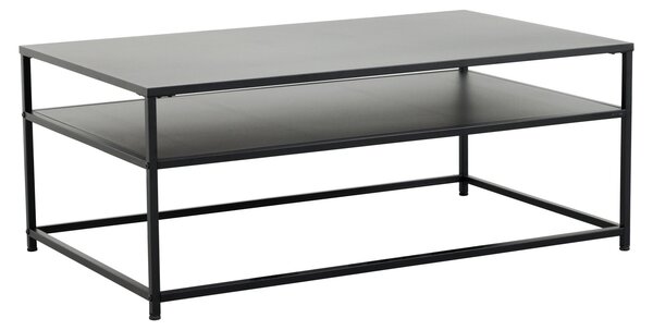 Riess-ambiente Tavolino moderno DURA STEEL 100 cm in metallo nero con ripiano Tavolino da salotto