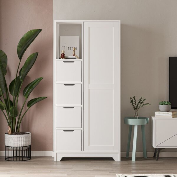 Mobile 4 Cassetti 5 Ripiani 164,5x77x29,6 cm in MDF Yada Bianco
