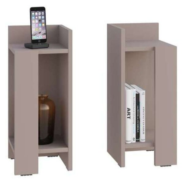Set 2 Comodini 25x25x60 cm in MDF Elos Light Mocha