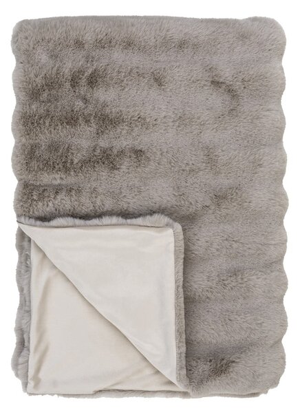 Coperta grigia/beige in pelliccia finta 130x180 cm Galena – House Nordic