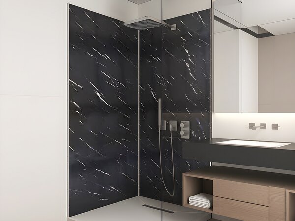 Pannello per parete da doccia effetto marmo con profili 2 x L90 x H210 cm in Alluminio - Lotto di 2 - ENEKO