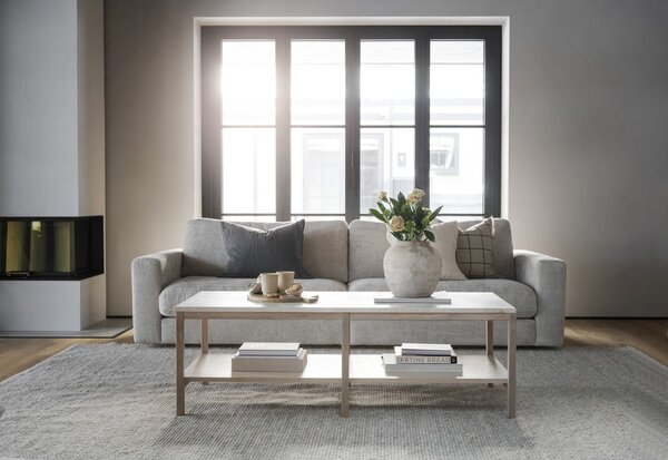 Tavolino marrone e beige con piano in pietra 140x60 cm Orwel - Rowico