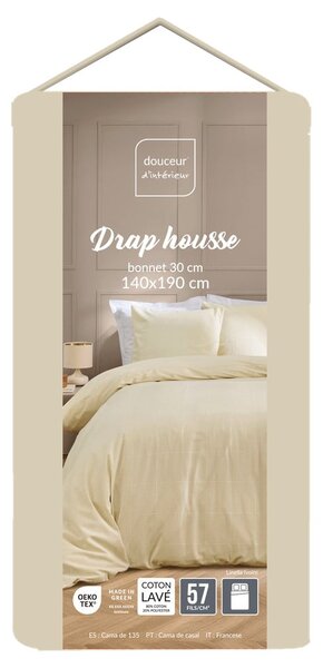 Lenzuolo con angoli avorio 140x190 cm Linella – douceur d'intérieur