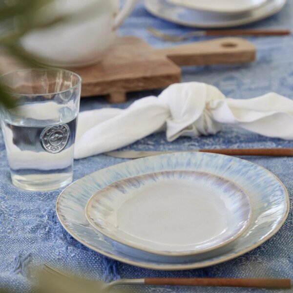 Piatto da dolce bianco/blu in gres Brisa – Costa Nova