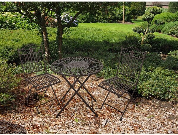 Set da pranzo da giardino in marrone scuro in metallo per 2 persone – Garden Pleasure