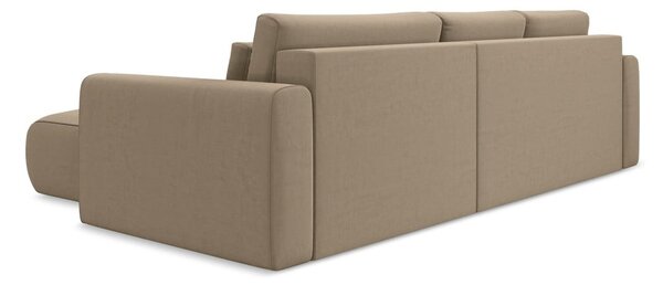 Divano angolare marrone chiaro allungabile/con contenitore (con penisola a destra/con chaise lounge) con rivestimento in velluto Kapua – Makamii
