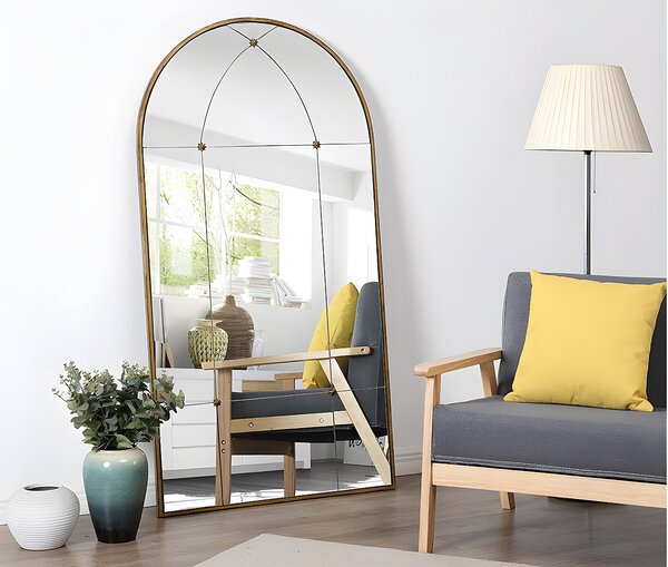 Specchio finestra in metallo - L. 80 x H. 150 cm - Oro antico - PALMYRE