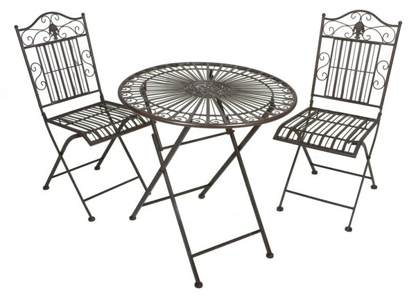 Set da pranzo da giardino in marrone scuro in metallo per 2 persone – Garden Pleasure