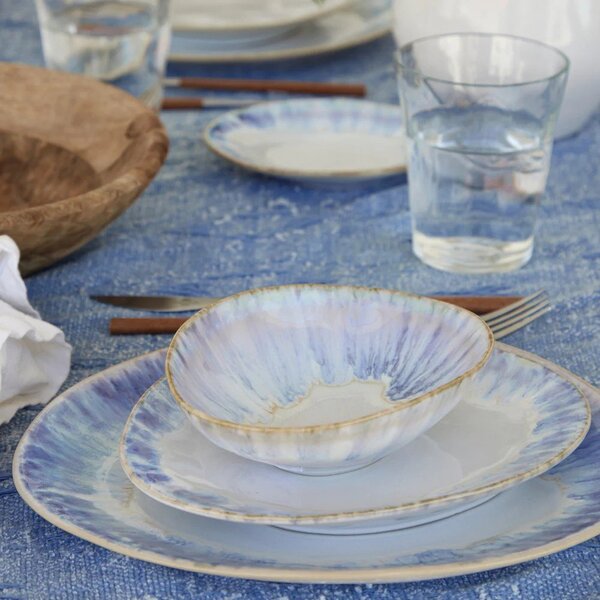 Piatto fondo bianco/blu in gres Brisa – Costa Nova