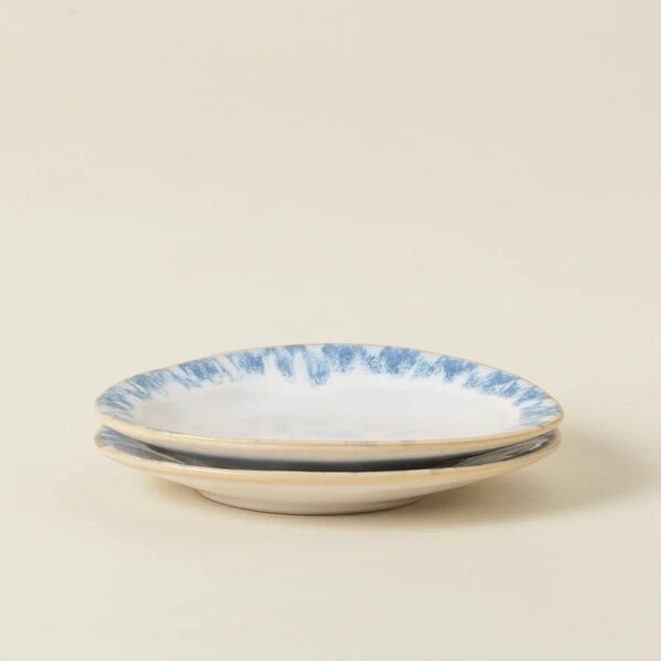 Piatto da dolce bianco/blu in gres Brisa – Costa Nova