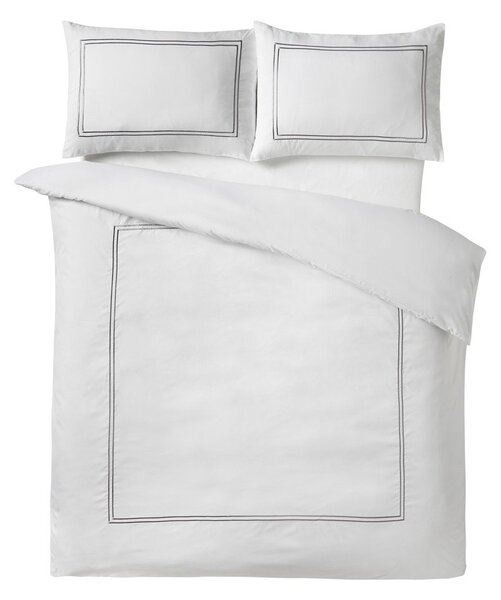 Set copripiumino e federa bianco in raso di seta per letto singolo 135x200 cm So Soft Mono Satin Stitch – Catherine Lansfield