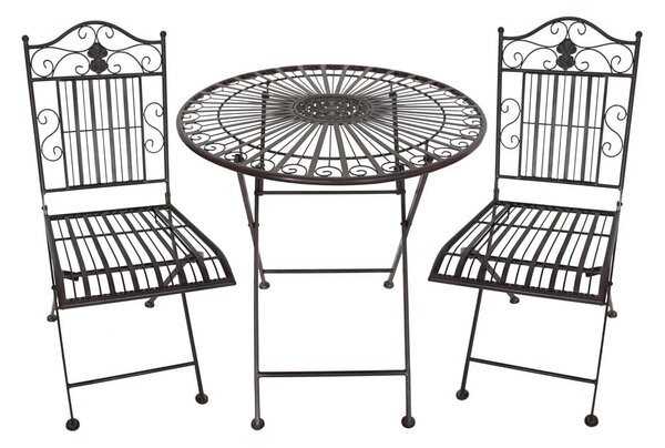 Set da pranzo da giardino in marrone scuro in metallo per 2 persone – Garden Pleasure