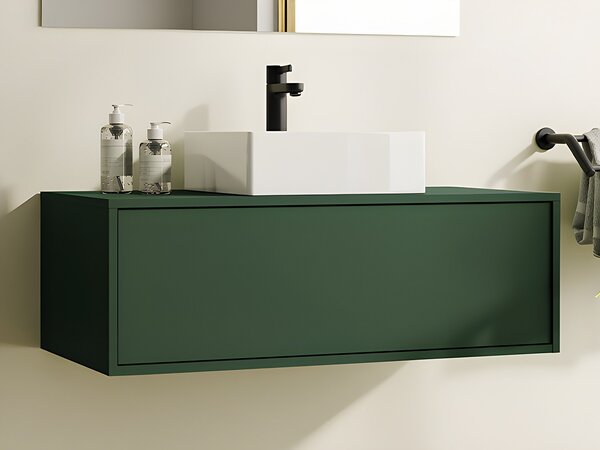 Mobile per bagno sospeso con lavabo singolo 94 cm Verde opaco - TEANA II