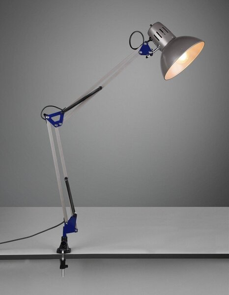 Lampada da tavolo argentata con struttura flessibile/con clip (altezza totale 73,5 cm) Tajo – Trio