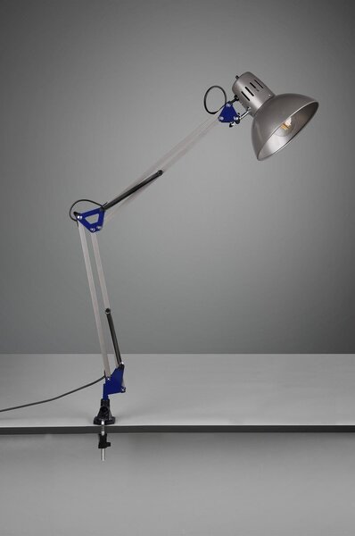 Lampada da tavolo argentata con struttura flessibile/con clip (altezza totale 73,5 cm) Tajo – Trio