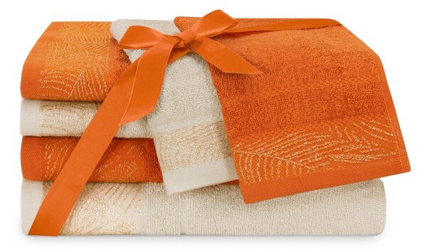 Set di asciugamani per viso e corpo tipo terry arancioni/beige in cotone 6 pz Bellis – Restilo