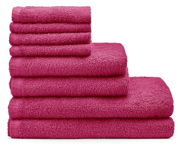 Set di asciugamani per viso e corpo con asciugatura rapida e tipo terry rosa scuro in cotone 8 pz Quick Dry – Catherine Lansfield