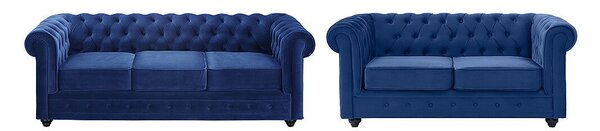 Divano 3+2 posti Velluto Blu reale - CHESTERFIELD