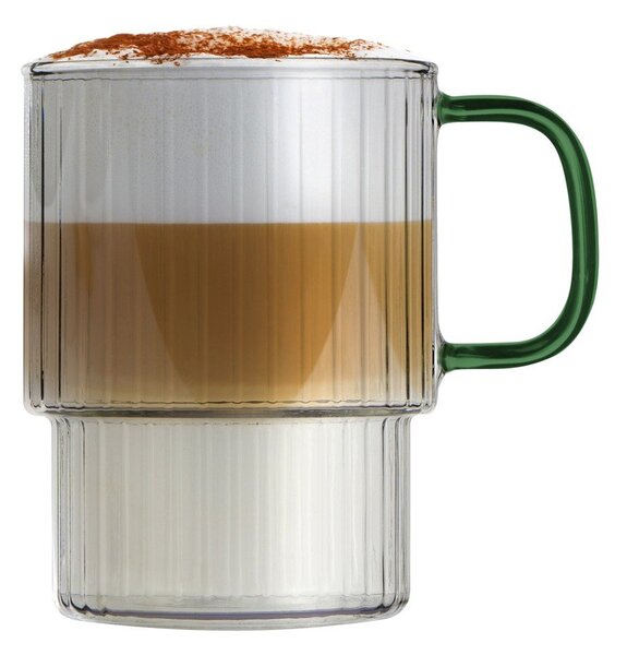 Tazze in set per cappuccino verdi in vetro 2 pz 350 ml Livio – Vialli Design