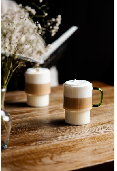 Tazze in set per cappuccino verdi in vetro 2 pz 350 ml Livio – Vialli Design