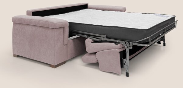 Divano Letto 3 Posti 200x100x95 cm in Tessuto Rosa