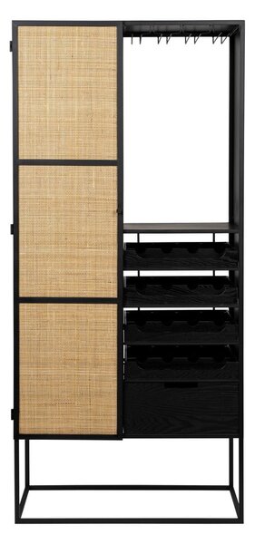 Portabottiglie in rattan nero per 16 bottiglie, 80x175 cm Guuji - White Label