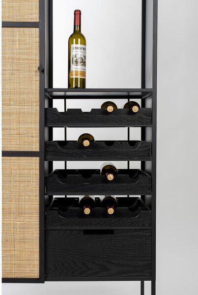 Portabottiglie in rattan nero per 16 bottiglie, 80x175 cm Guuji - White Label
