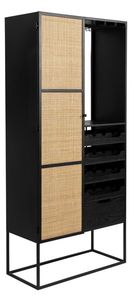 Portabottiglie in rattan nero per 16 bottiglie, 80x175 cm Guuji - White Label