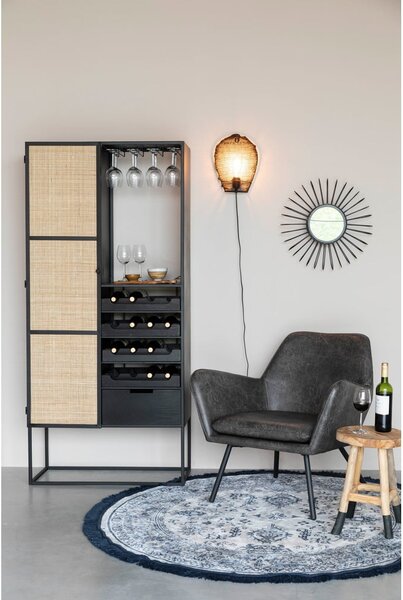 Portabottiglie in rattan nero per 16 bottiglie, 80x175 cm Guuji - White Label