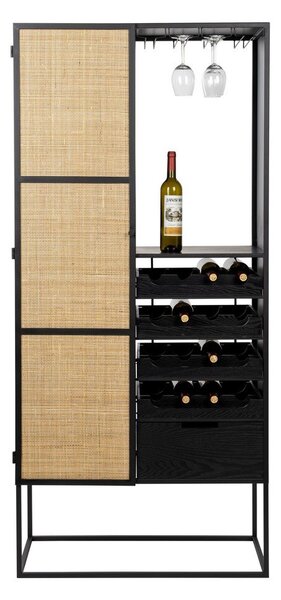 Portabottiglie in rattan nero per 16 bottiglie, 80x175 cm Guuji - White Label