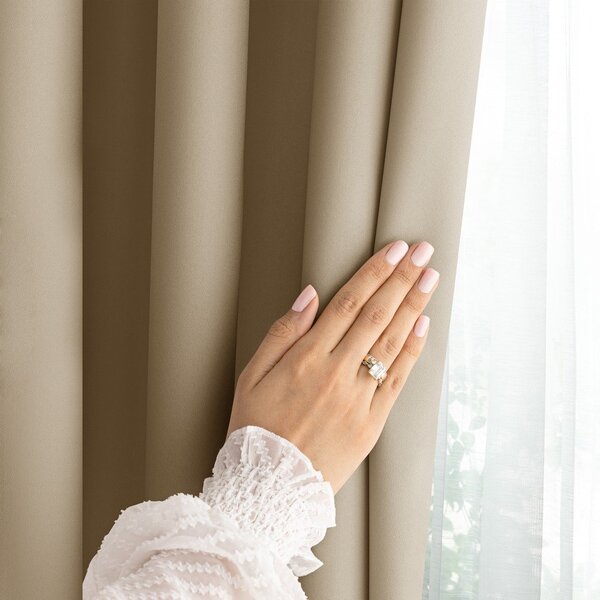 Tenda parzialmente oscurante beige 140x250 cm Carli Tie – Restilo