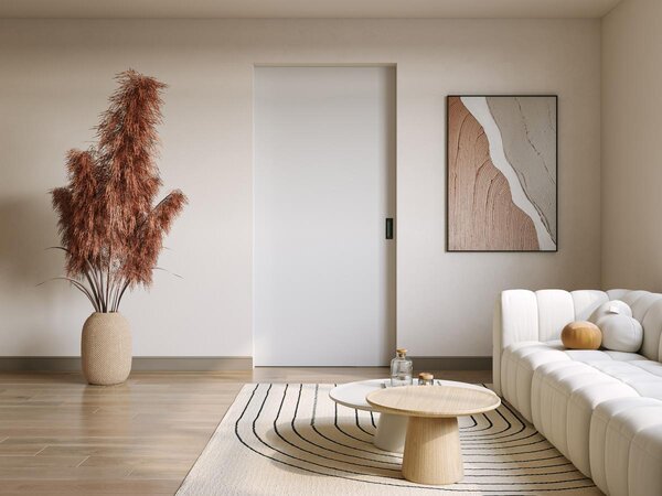 Porta scorrevole con sistema a incasso H205 x L93 cm MDF + PVC Bianco - VARIN II