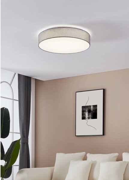 Plafoniera LED grigia con paralume in tessuto ROMAO – EGLO