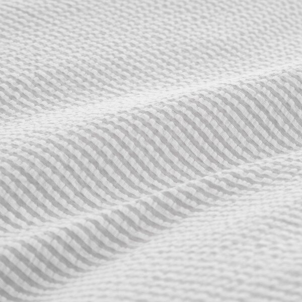 Set copripiumino e federa grigio chiaro in percalle di cotone per letto singolo 135x200 cm Seersucker Woven Stripe – Bianca