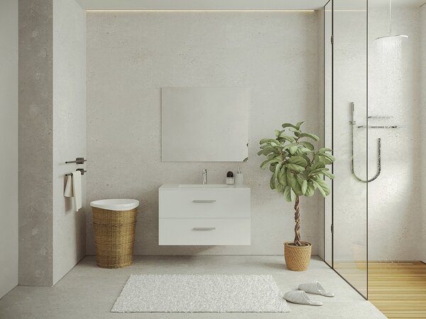 Mobile per bagno sospeso con lavabo singolo 80 cm Bianco - KAYLA