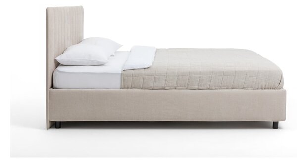 Letto matrimoniale imbottito beige con contenitore con materasso incluso/con rete inclusa 160x200 cm Myra Slim Line – Bonami Selection